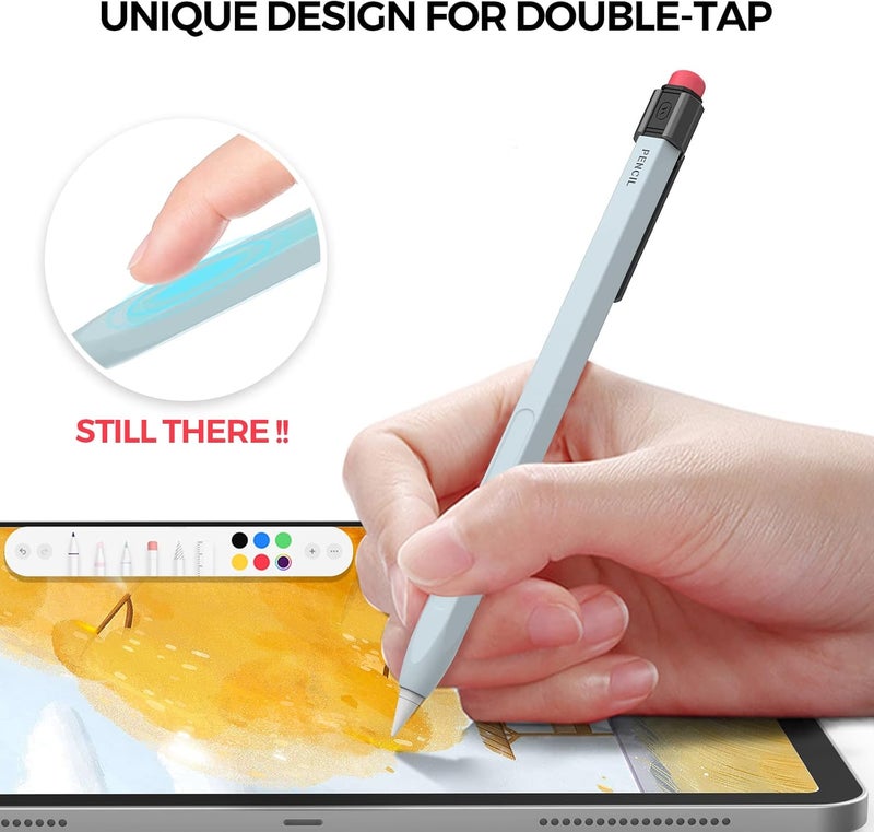 TRONWIN Apple Pencil Pro Case for Apple Pencil 2nd Generation Sleeve Silicone Cover Perfect Grip Skin Classic Design with Sturdy Clip Compatible with Apple Pencil 2 for ipad pro (Sky Blue) - Image 4